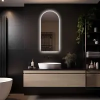 Megagoods LoXa – Miroir de salle de bain en arche Casablanca avec LED 45 × 100 cm – Dimmable – 3 modes LED – Surface antibuée – Qualité durable – Miroir anticorrosion – Installation facile