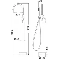 KARAG Mitigeur baignoire sur pied ARTEMIS avec douchette-Inox doré---Inox doré