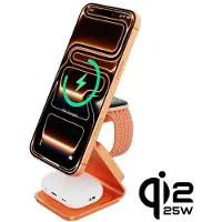 CubeNest Chargeur sans fil ultra-magnétique Qi 2.2 SQ314, compatible MagSafe, puissance totale de 35 W, pour iPhone, Apple Watch, AirPods - orange