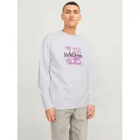 Jack & Jones Sweat-shirt 'Lafayette' violet / noir / blanc chiné
