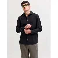 Jack & Jones Esummer Linen Blend Long Sleeve Shirt Noir XS Homme