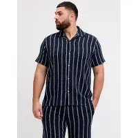Jack & Jones Coba Striped Resort Plus Size Short Sleeve Shirt Bleu 7XL / Regular Homme