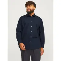 Jack & Jones Joe Plain Plus Size Long Sleeve Shirt Bleu 7XL / Regular Homme