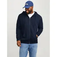 Jack & Jones Basic Plus Size Full Zip Sweatshirt Bleu 3XL Homme