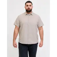 Jack & Jones 12294285 Linen Plus Size Short Sleeve Shirt Beige 8XL / Regular Homme