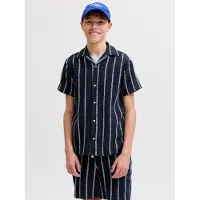 Jack & Jones Coba Stripe Resort Short Sleeve Shirt Bleu 10 Years Garçon