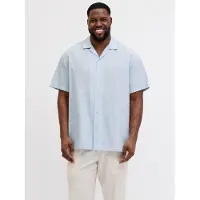 Jack & Jones Breeze Linen Plus Size Short Sleeve Shirt Bleu 6XL / Regular Homme