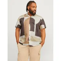Jack & Jones Blacarnaby Print Resort Plus Size Short Sleeve Shirt Beige 4XL Homme