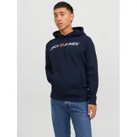 Jack & Jones Sweat-shirt 'Marco Bowie' bleu nuit / rouge vif / blanc cassé