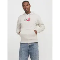 Jack & Jones Sweat-shirt 'JJECorp' beige chiné / rouge vif / noir