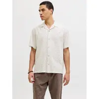 Jack & Jones Summer Linen Blend Resort Short Sleeve Shirt Blanc S Homme