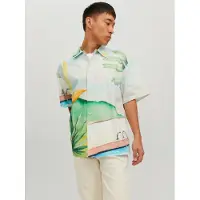 Jack & Jones Chemise 'Landscape' bleu pastel / rouille / émeraude / orange clair