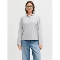 Jack & Jones Vilma Solid Jjxx Long Sleeve Polo Gris L Femme