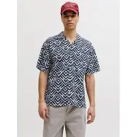 Jack & jones Chemise 'JJMilo' bleu nuit / blanc