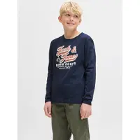 Jack & Jones T-shirt enfant JJELOGO TEE LS garcons - Marine - 13 ans