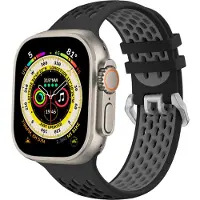 CubeNest Bracelet sportif pour Apple Watch noir/gris pour les tailles 42/44/45/Ultra 49 mm.