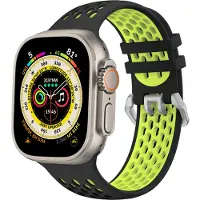 CubeNest Bracelet sportif pour Apple Watch noir et jaune pour les tailles 42/44/45/Ultra 49 mm