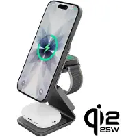 CubeNest Chargeur sans fil magnétique Qi 2.2 SQ314, compatible MagSafe, puissance totale de 35 W, pour iPhone, Apple Watch et AirPods - gris