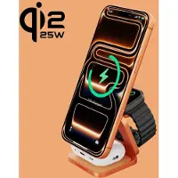 CubeNest Qi 2.2 SQ312 Chargeur sans fil ultra-magnétique, compatible avec MagSafe, puissance totale 35 W, pour iPhone, Apple Watch, AirPods - orange