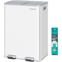 Songmics Küchen-Tretmülleimer mit Softclose LTB741W02, Poubelle, Blanc