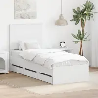 vidaXL Cadre de lit avec tiroirs blanc 75 x 190 cm Ingénieurs bois