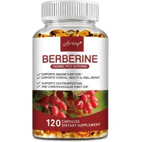 Buporai Berberine 1000mg (120 gélules) Complément alimentaire, coeur, circulation, pression artérielle, digestion, système immunitaire, cholestérol