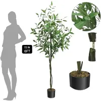 OEM Faux eucalyptus, feuilles en soie réalistes, décoration d'intérieur et d'extérieur, 180 cm
