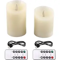 Melitt Bougies LED, Bougies Sans Flamme Vacillante, Bougie Rechargeable, Bougies en Cire Véritable avec Télécommande, 10 cm et 12,5 cm