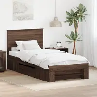 vidaXL Cadre de lit brun imitation chêne 80 x 200 cm Matériau dérivé du bois