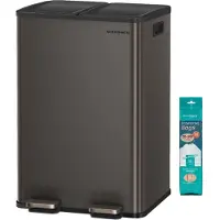Songmics Mülleimer mit 2 Fächern und Softclose-Deckel, Poubelle, Gris