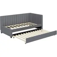 OKWISH Lit Banquette Coffre 90x190 cm - Avec Rangement Hydraulique et Sommier Métallique - Sans Matelas - Velours Beige