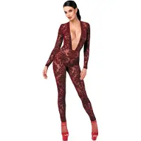 Noir Kink Royal - body résille transparent - rouge