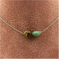 Bijoux Pierres et Minéraux. Collier 2 perles Turquoise Africaine d'Afrique Chaine en acier Collier femmes, hommes. Taille personnalisable.