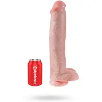 King Cock Godemichet 15 avec ventouse et testicules (38 cm, couleur chair)