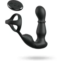 Pipedream Anal Fantasy Ass-Gasm - vibromasseur anal à tête rotative avec anneau pénien (noir)