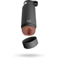 PDX Pussy Flask Secret Delight - vagin artificiel en gourde (noir-marron)