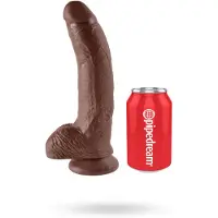 King Cock - gode ventouse avec testicules - réaliste 23cm marron