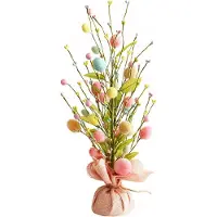 Exogio Arbre à Œufs de Pâques avec Ornements Délicats Décorations Colorées Décoration Table Plante Artificielle Cadeau Mariage