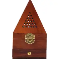 Exogio Boîte en bois d'agar et de santal, brûleur d'encens, pyramide d'aromathérapie antique creuse