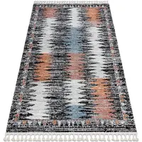 Rugsx Tapis moderne BELLE BR23A noir et rose Franges 200x290 cm