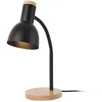 Helloshop26 Lampe de table - - Abat-jour inclinable - Effet bois noir - 1 ampoule E14 - 40W max