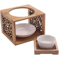 Exogio Lampe à parfum creuse en bois de bambou, brûleur d'arômes, bougeoir élégant et attrayant pour la décoration de la maison et du bureau