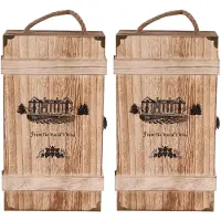 Spactz Lot de 2 boîtes de transport vintage en bois pour 2 bouteilles de vin rouge, caisse de rangement, présentoir, cadeau d'anniversaire ou de Noël