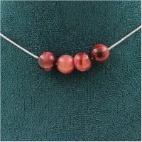 Bijoux Pierres et Minéraux. Collier 4 perles Oeil de Tigre pêche bicolore 8 mm. Chaine en acier Collier femmes, hommes. Taille personnalis