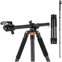 Fotopro Tripod de camera horizontale 62,6 pouces Fibre de carbone 360 ??degres Plaque de liberation rapide DSLR Trepied pour la camera de