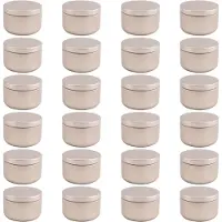 Typecat Lot de 24 boîtes de rangement vides pour bougies, étiquettes décoratives, bougeoirs, contenants ronds en étain, A