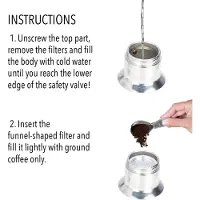 Tlily Cafetière moka à tube unique de 50 ml en alliage d'aluminium argenté