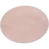 Rugsx Tapis cercle POSH Shaggy rose pâle très épais, en peluche, antidérapant, lavable cercle 80 cm