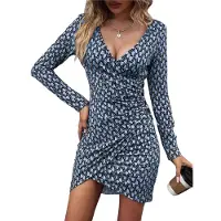 Semoic Robes décontractées d'été et d'automne à manches longues pour femmes, motif floral