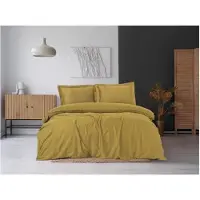 L'essentiel Maison , Elegant - Mustard, moutarde, ensemble housse de couette en satin King (FR), 100 % satin de coton, 240 x 220 cm